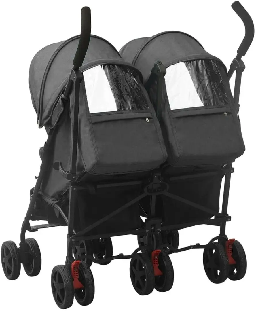 Carucior pentru gemeni VidaXL 10236 (Anthracite/Black)