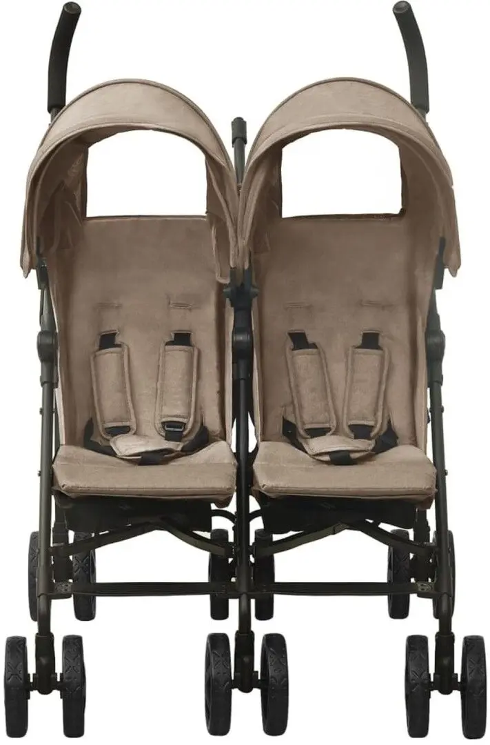 Carucior pentru gemeni VidaXL 10237 (Taupe Grey/Black)