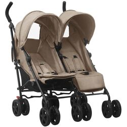 Carucior pentru gemeni VidaXL 10237 (Taupe Grey/Black) Thumb