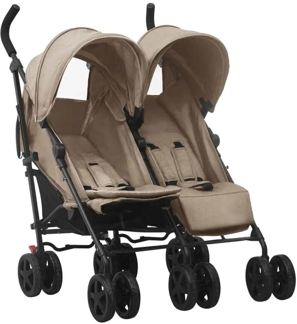 Carucior pentru gemeni VidaXL 10237 (Taupe Grey/Black)