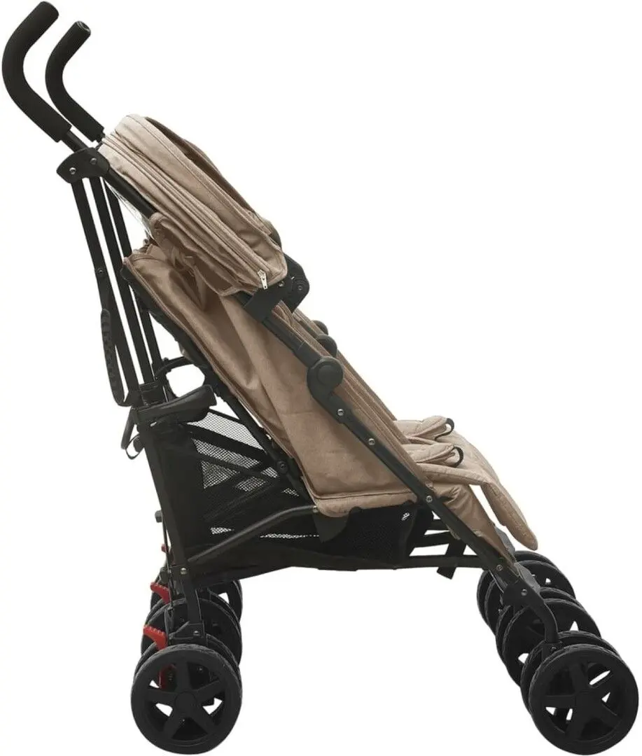 Carucior pentru gemeni VidaXL 10237 (Taupe Grey/Black)