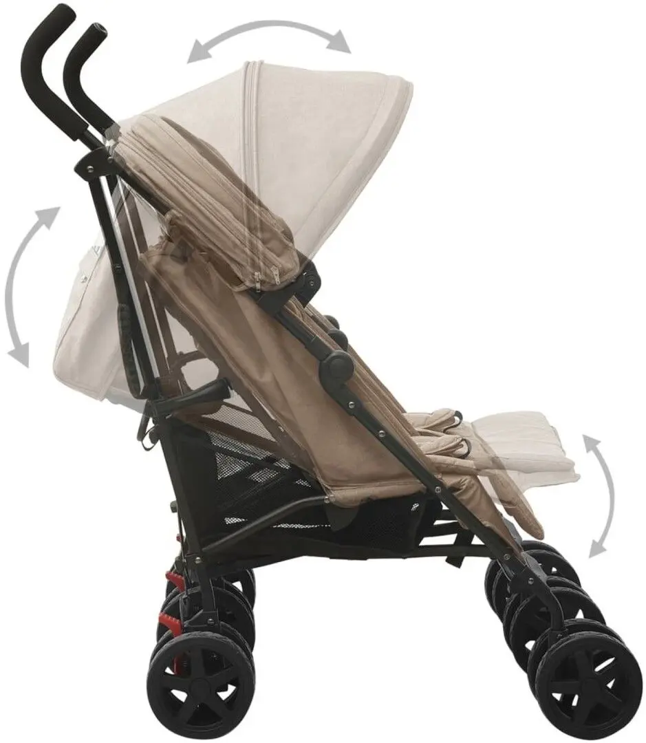 Carucior pentru gemeni VidaXL 10237 (Taupe Grey/Black)