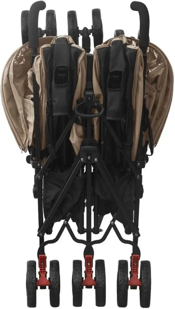 Carucior pentru gemeni VidaXL 10237 (Taupe Grey/Black)