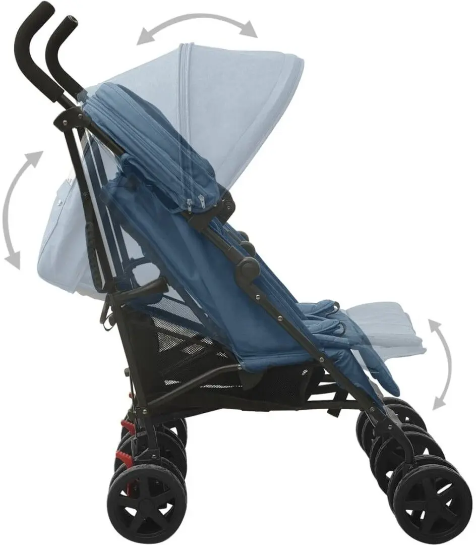 Carucior pentru gemeni VidaXL 10238 (Blue/Black)