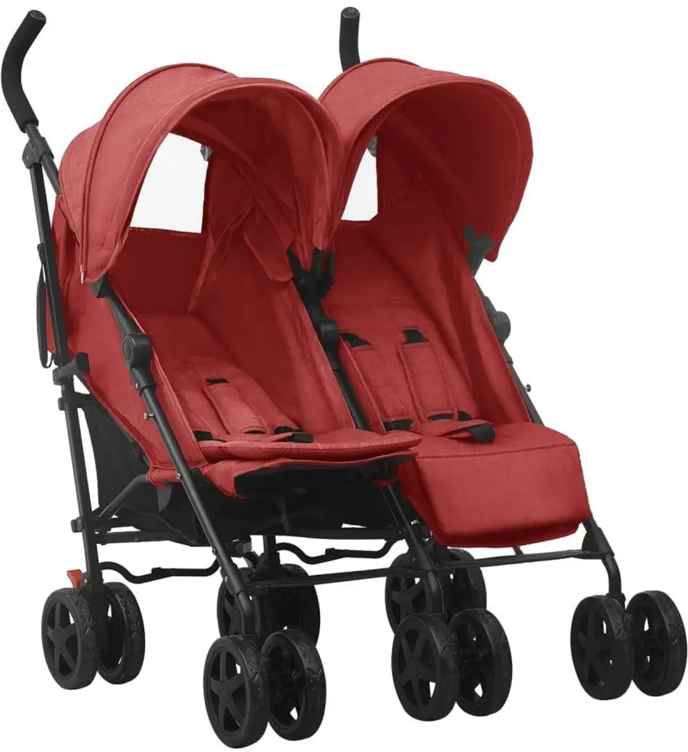Carucior pentru gemeni VidaXL 10239 (Red/Black)