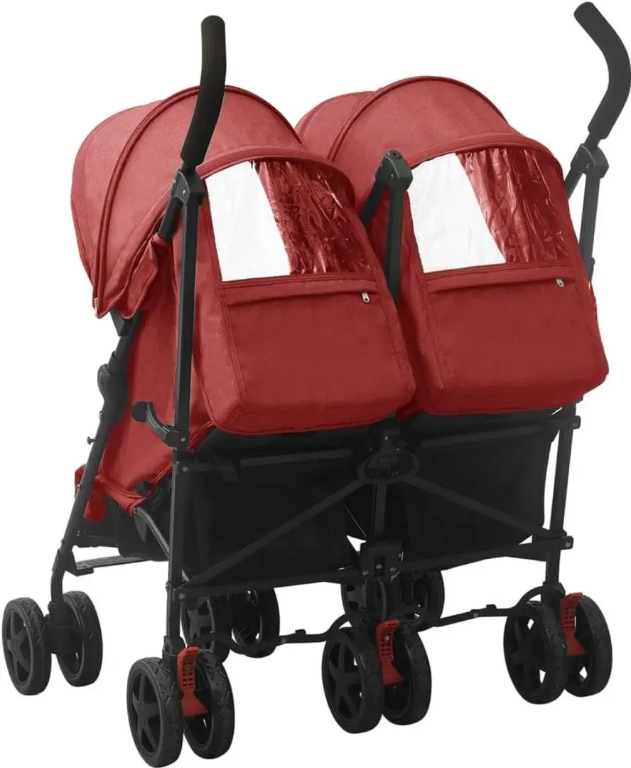 Carucior pentru gemeni VidaXL 10239 (Red/Black)