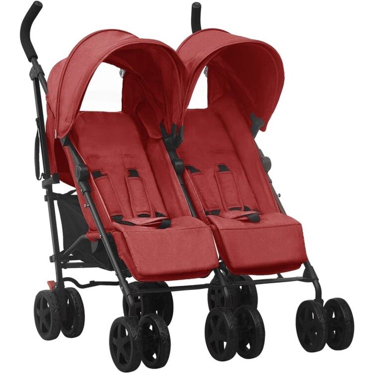 Carucior pentru gemeni VidaXL 10239 (Red/Black)