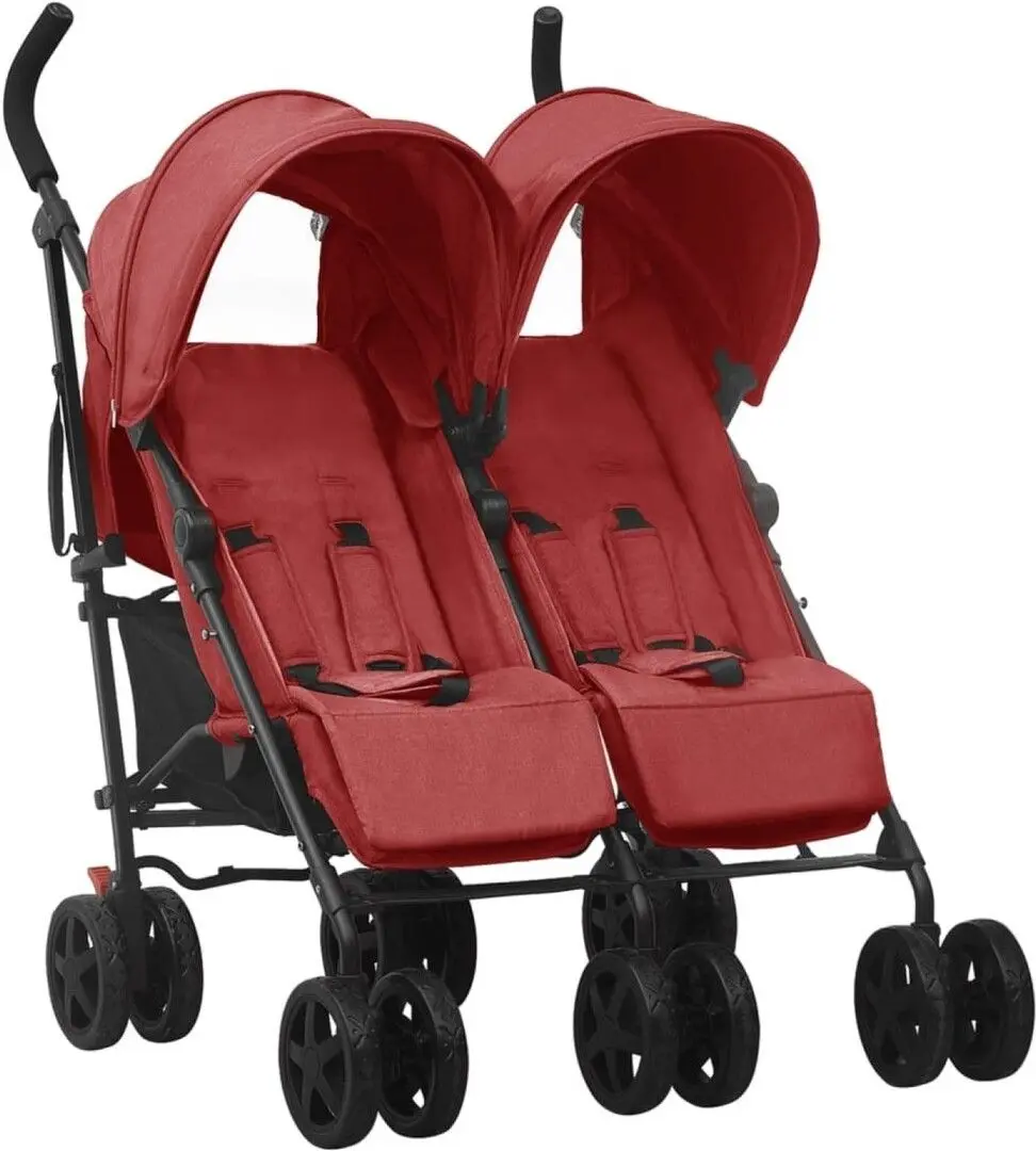 Carucior pentru gemeni VidaXL 10239 (Red/Black)