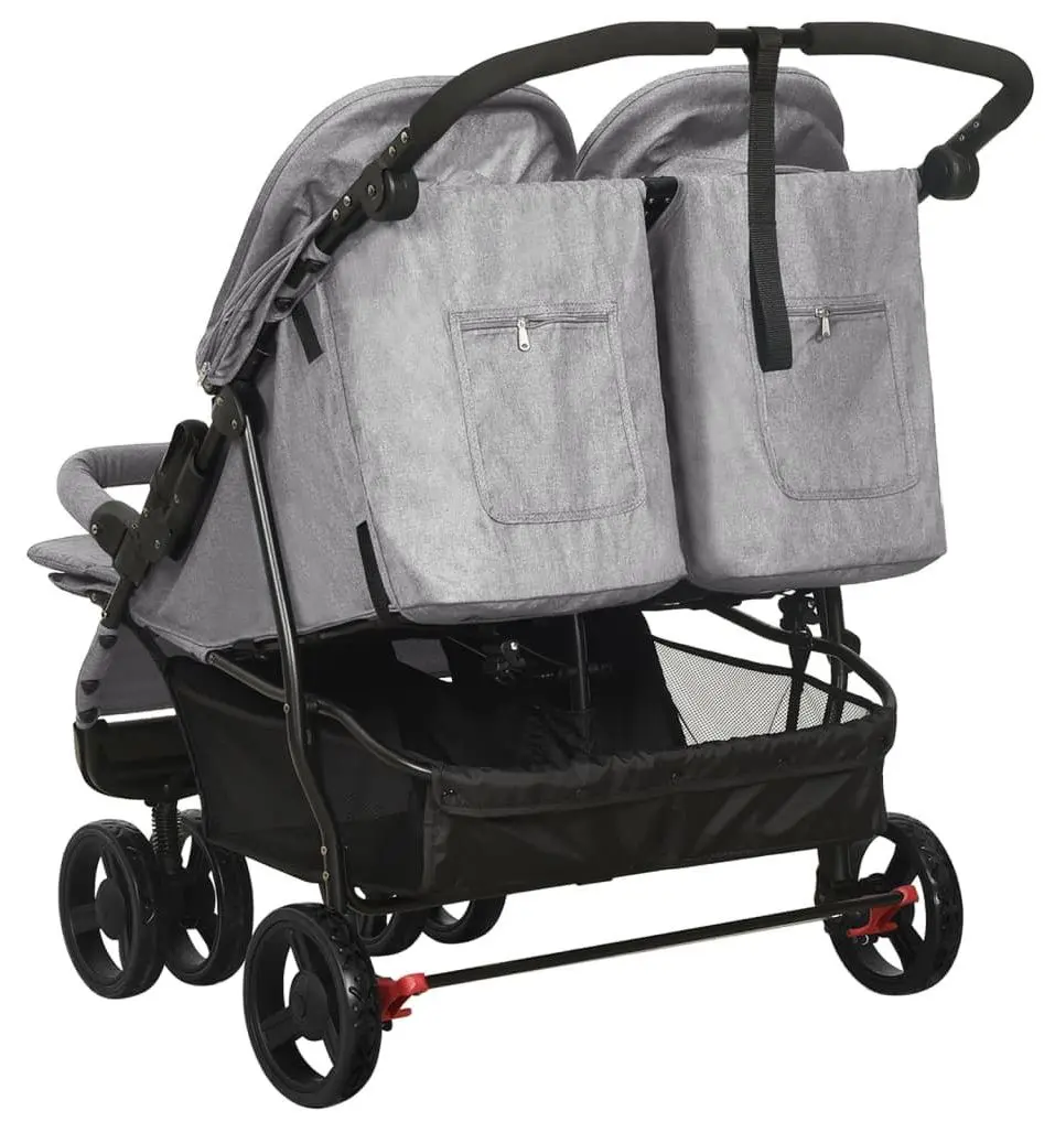 Коляска для двойни VidaXL 10241 (Light Grey)