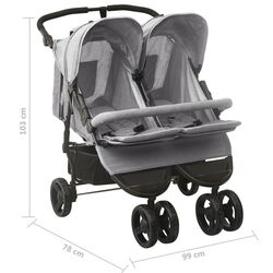Коляска для двойни VidaXL 10241 (Light Grey) Thumb