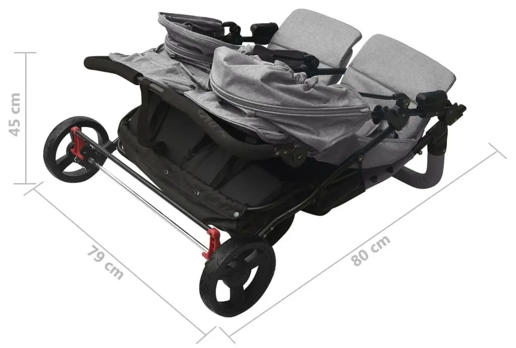 Коляска для двойни VidaXL 10241 (Light Grey)