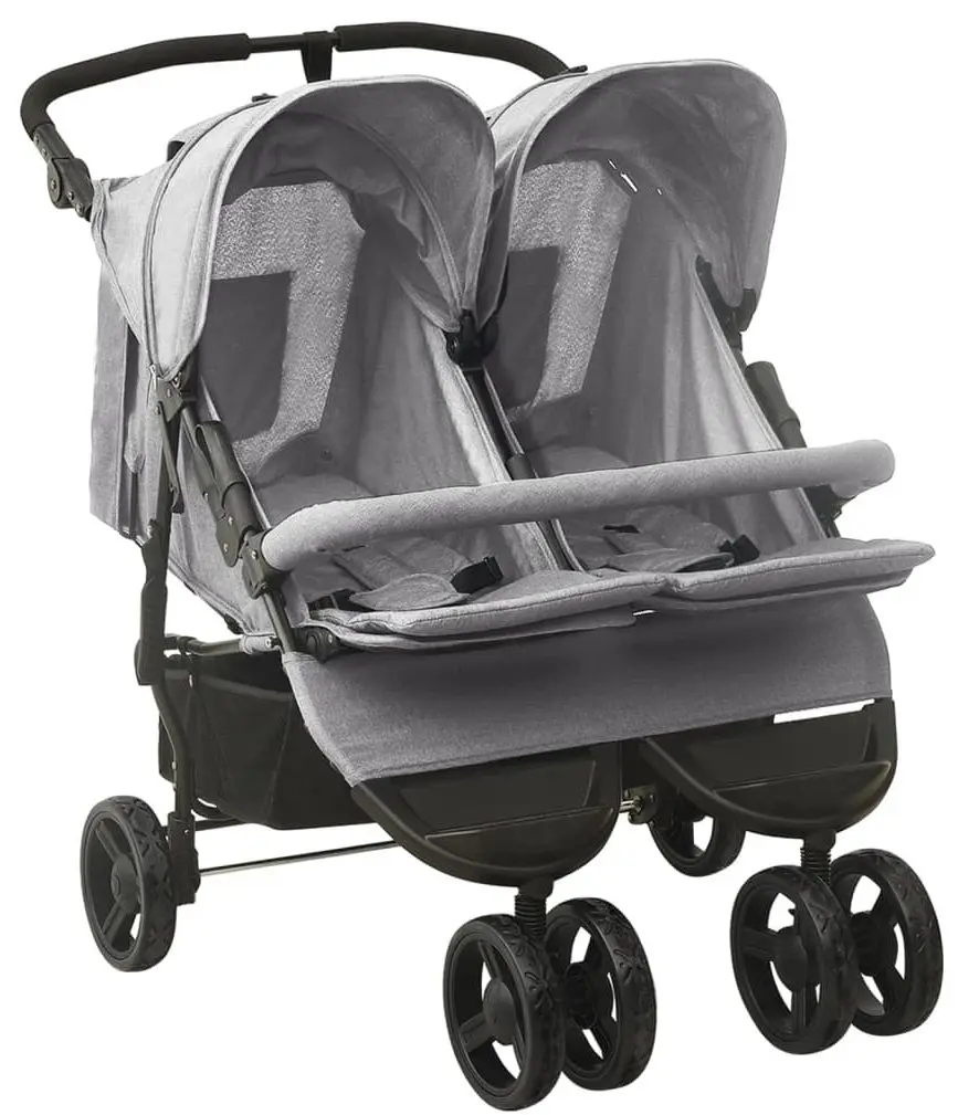 Коляска для двойни VidaXL 10241 (Light Grey)