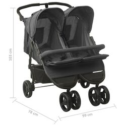 Carucior pentru gemeni VidaXL 10242 (Anthracite) Thumb