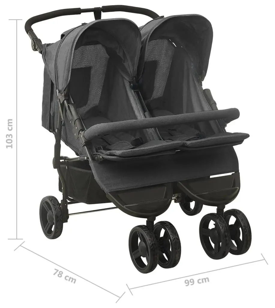 Carucior pentru gemeni VidaXL 10242 (Anthracite)