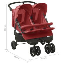 Carucior pentru gemeni VidaXL 10245 (Red) Thumb