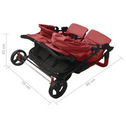 Carucior pentru gemeni VidaXL 10245 (Red) Thumb