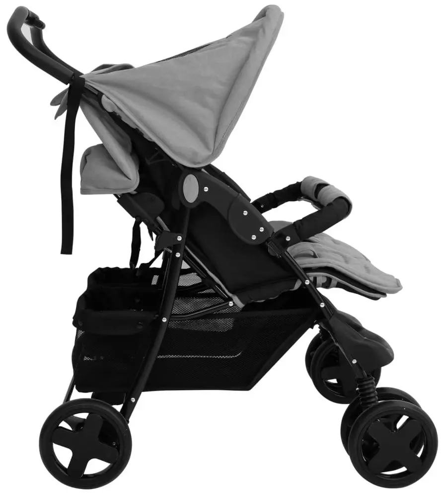 Коляска для двойни VidaXL 10341 (Light Grey/Black)