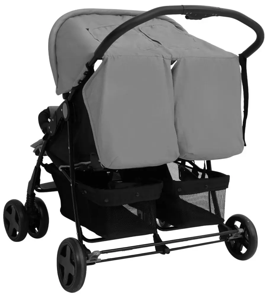 Коляска для двойни VidaXL 10341 (Light Grey/Black)