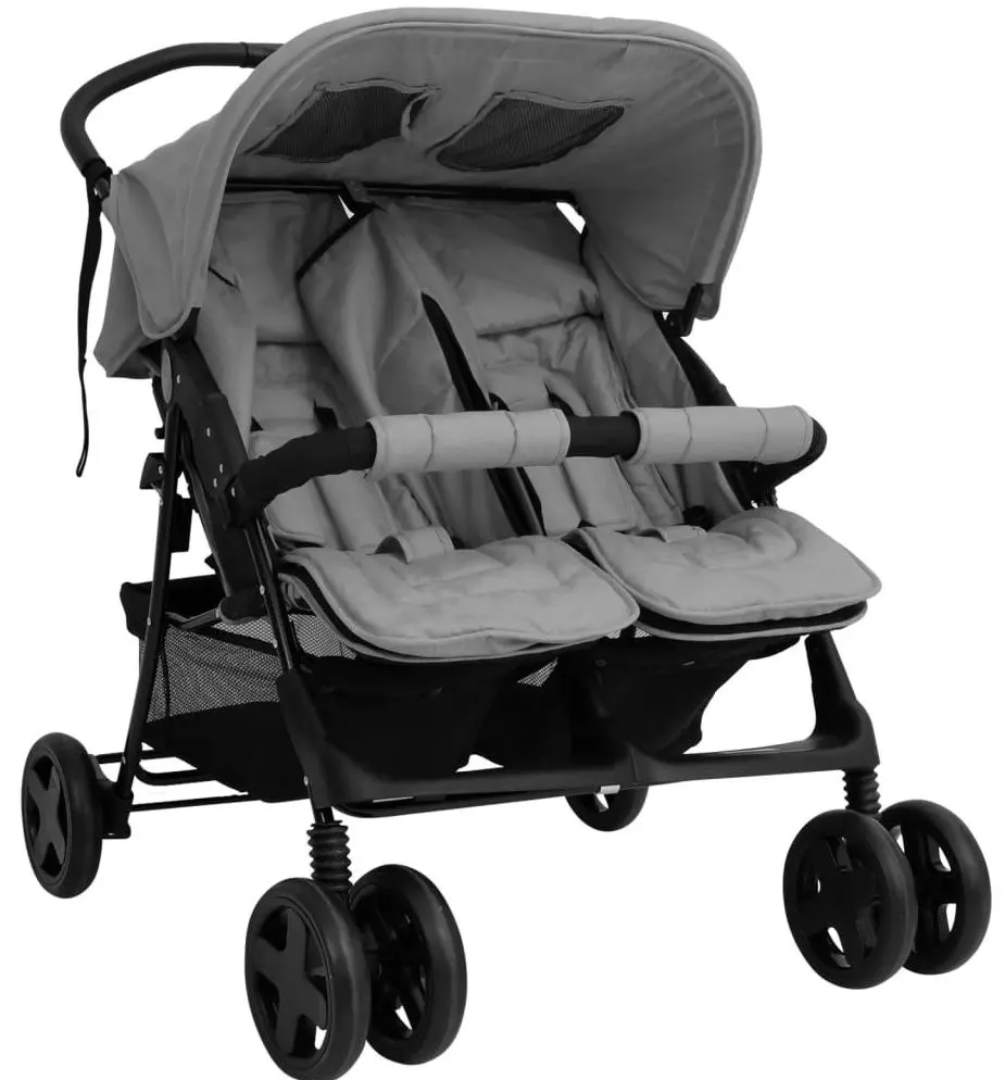 Коляска для двойни VidaXL 10341 (Light Grey/Black)