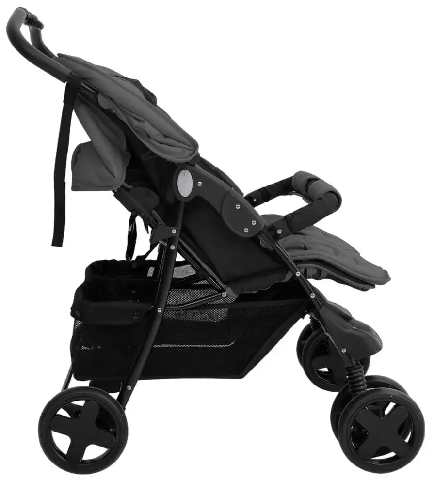 Carucior pentru gemeni VidaXL 10342 (Dark Grey/Black)