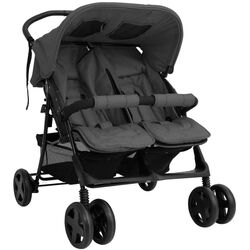 Carucior pentru gemeni VidaXL 10342 (Dark Grey/Black)