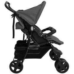 Carucior pentru gemeni VidaXL 10342 (Dark Grey/Black) Thumb