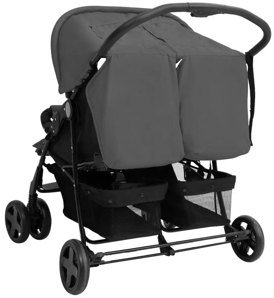 Carucior pentru gemeni VidaXL 10342 (Dark Grey/Black)