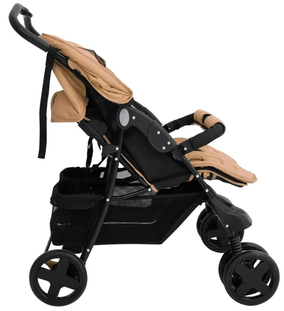 Carucior pentru gemeni VidaXL 10343 (Taupe Grey)