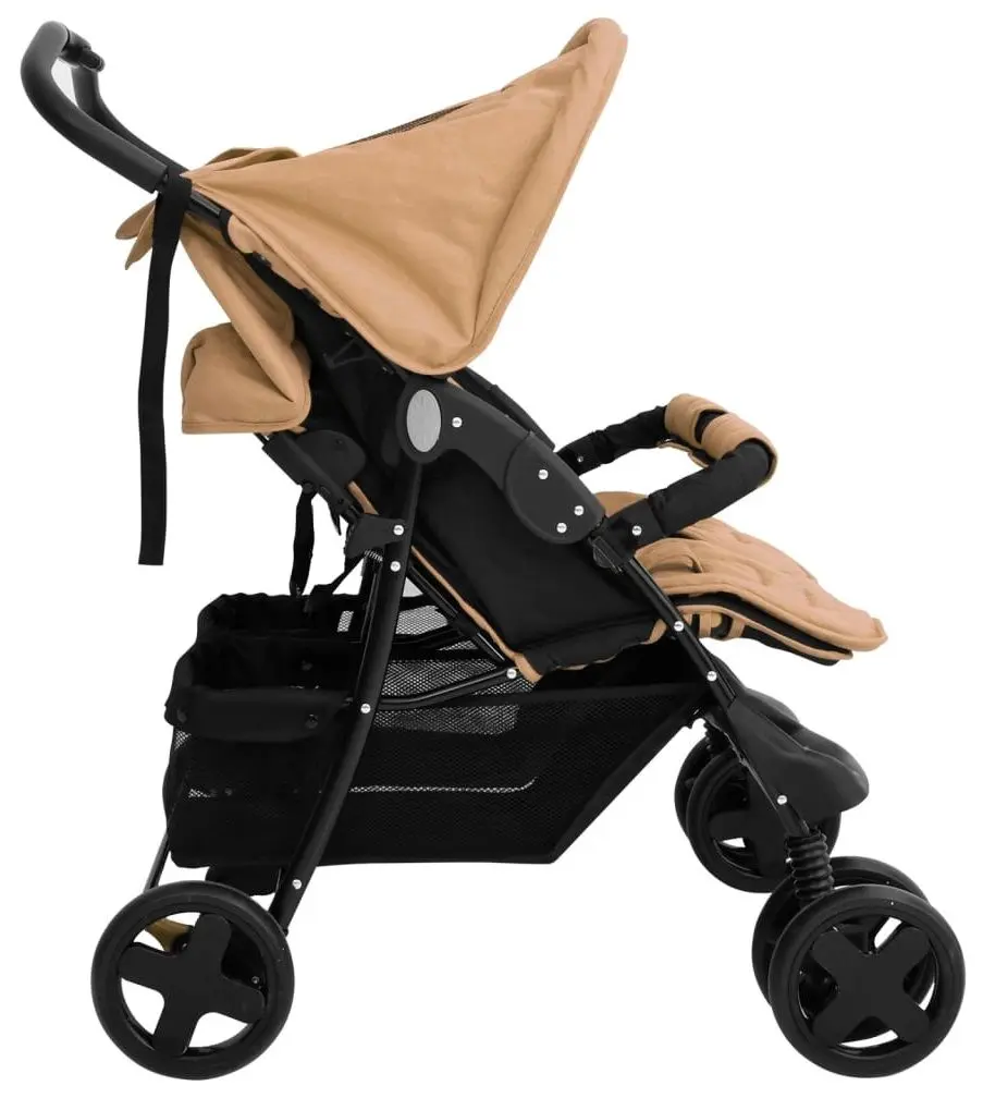 Carucior pentru gemeni VidaXL 10343 (Taupe Grey)