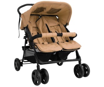 Carucior pentru gemeni VidaXL 10343 (Taupe Grey)