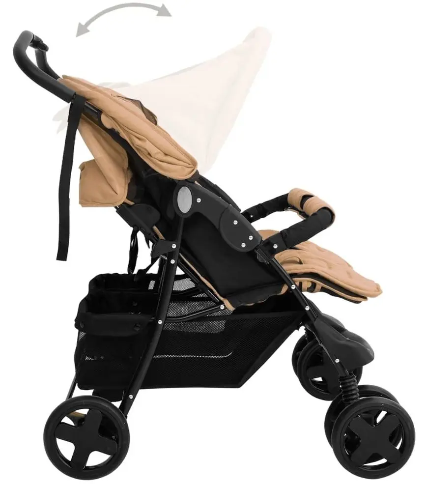 Carucior pentru gemeni VidaXL 10343 (Taupe Grey)