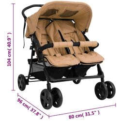 Carucior pentru gemeni VidaXL 10343 (Taupe Grey) Thumb