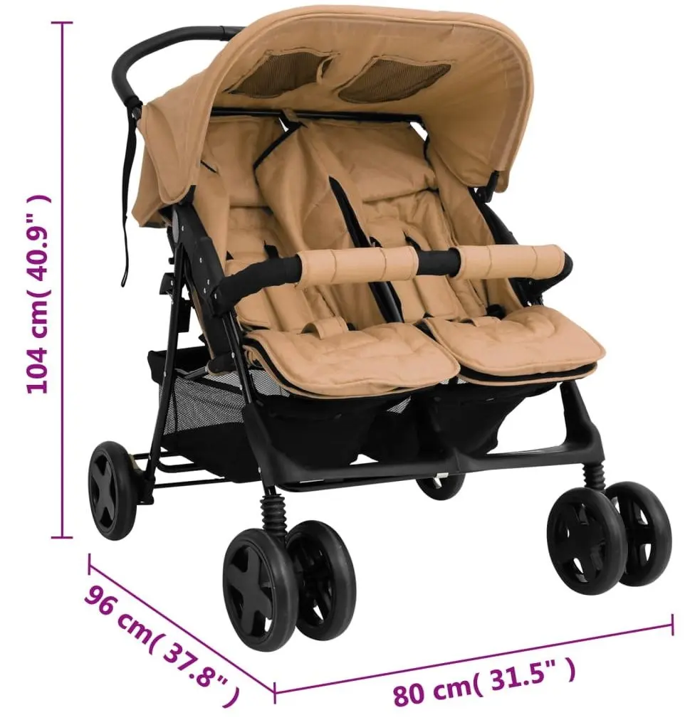 Carucior pentru gemeni VidaXL 10343 (Taupe Grey)