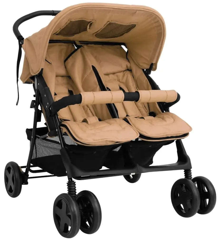 Carucior pentru gemeni VidaXL 10343 (Taupe Grey)