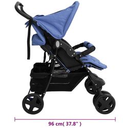 Carucior pentru gemeni VidaXL 10344 (Navy Blue) Thumb