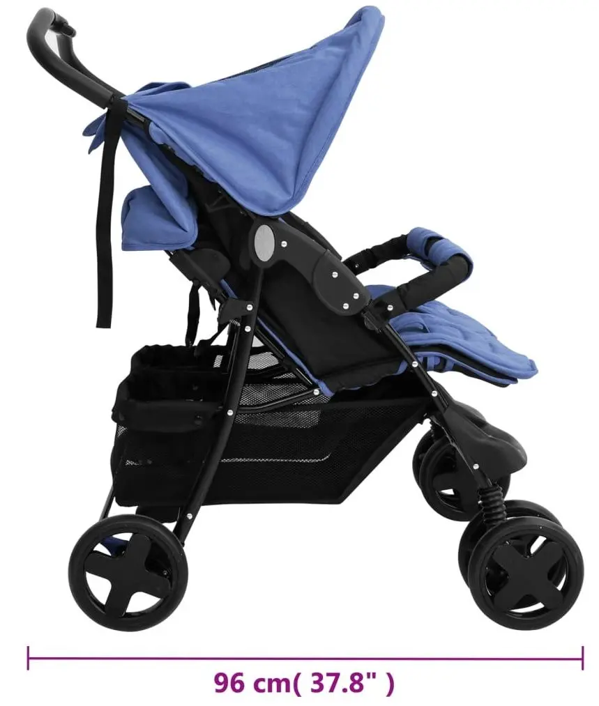 Carucior pentru gemeni VidaXL 10344 (Navy Blue)