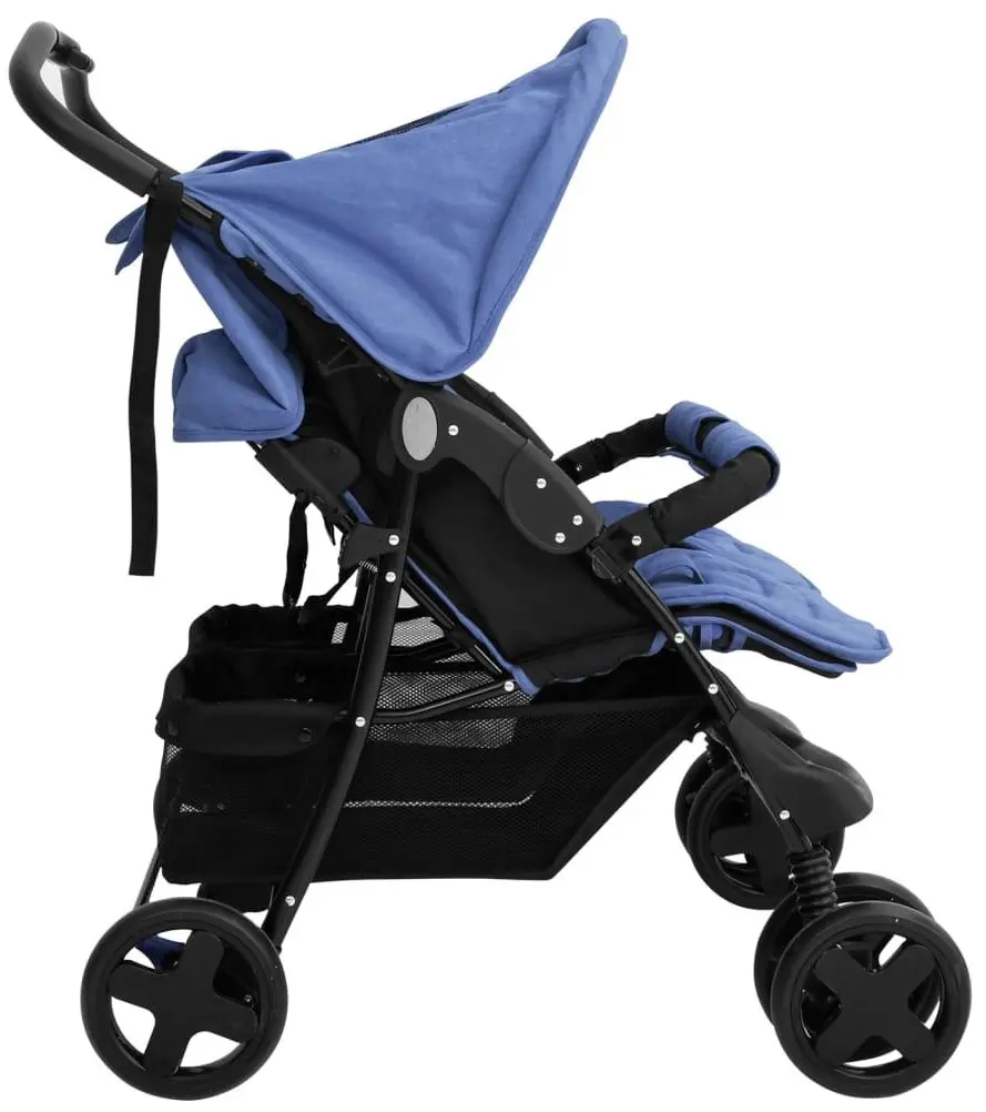 Carucior pentru gemeni VidaXL 10344 (Navy Blue)