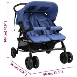Carucior pentru gemeni VidaXL 10344 (Navy Blue) Thumb