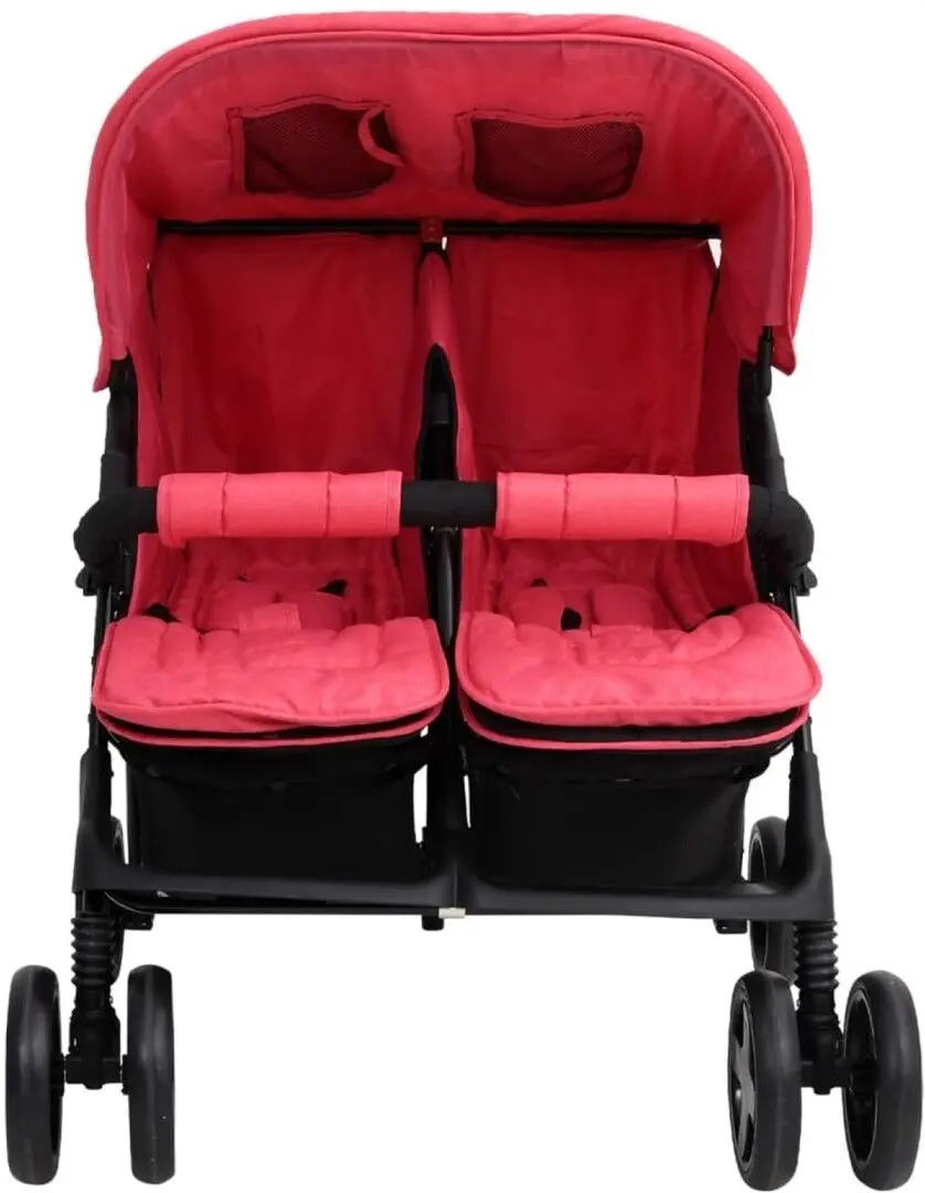 Carucior pentru gemeni VidaXL 10345 (Red/Black)