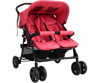 Carucior pentru gemeni VidaXL 10345 (Red/Black)