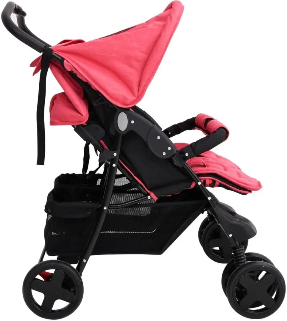 Carucior pentru gemeni VidaXL 10345 (Red/Black)