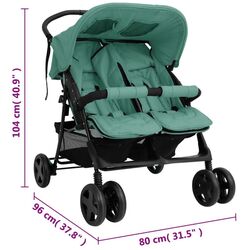 Коляска для двойни VidaXL 10346 (Green) Thumb