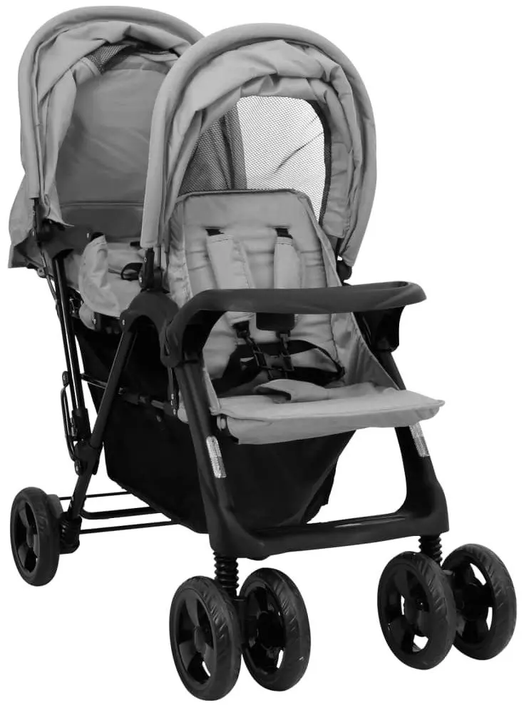 Carucior pentru gemeni VidaXL 10347 (Light Grey/Black)