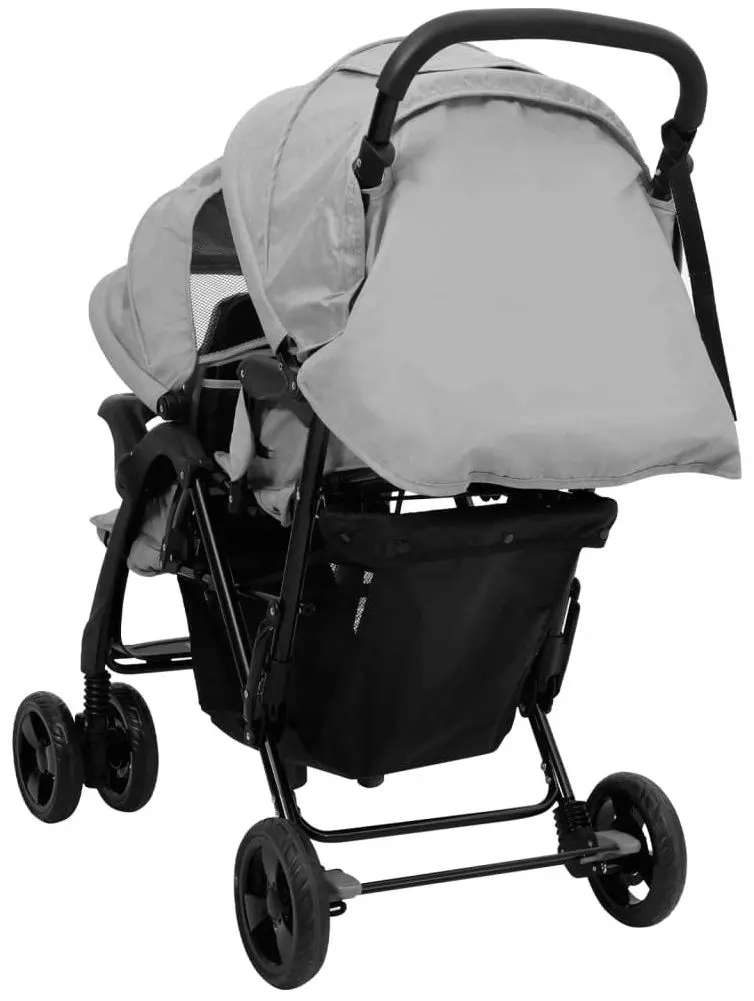 Carucior pentru gemeni VidaXL 10347 (Light Grey/Black)