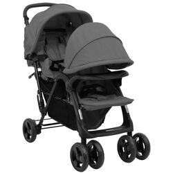Carucior pentru gemeni VidaXL 10348 (Dark Grey/Black)