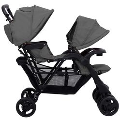 Carucior pentru gemeni VidaXL 10348 (Dark Grey/Black) Thumb