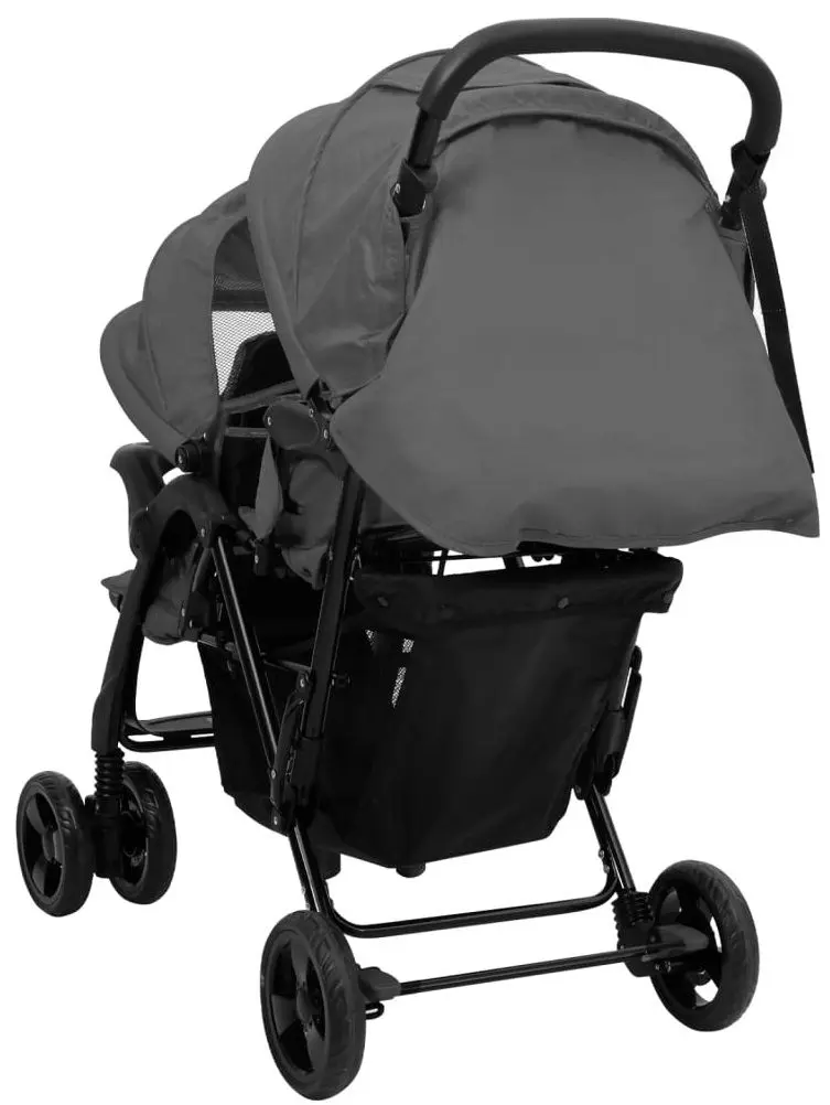 Carucior pentru gemeni VidaXL 10348 (Dark Grey/Black)