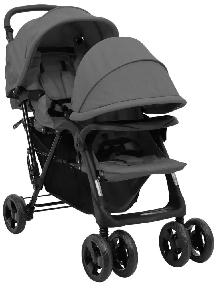 Carucior pentru gemeni VidaXL 10348 (Dark Grey/Black)