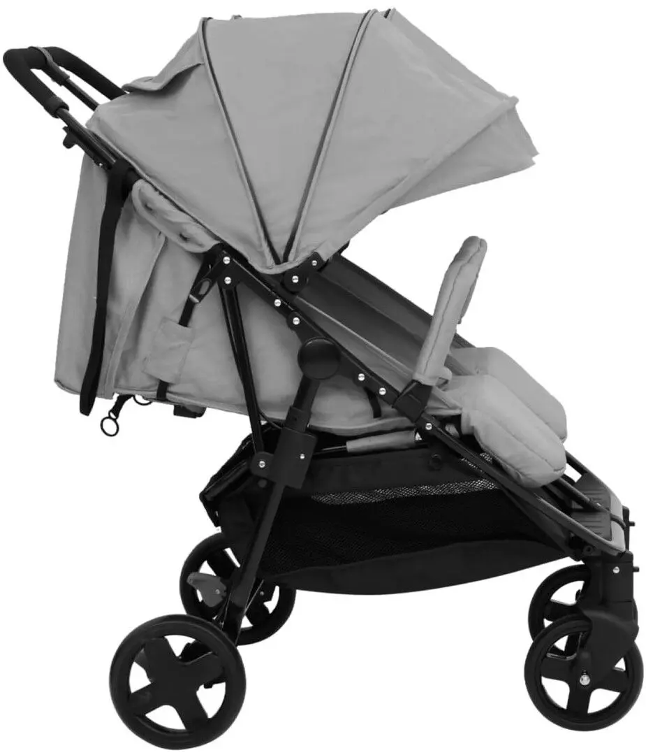 Carucior pentru gemeni VidaXL 10359 (Light Grey/Black)