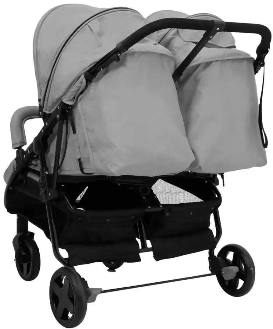Carucior pentru gemeni VidaXL 10359 (Light Grey/Black)